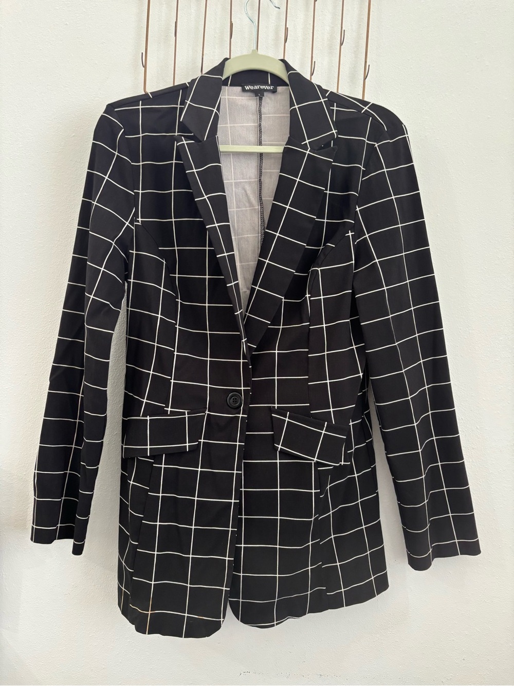 Weaver Black Windowpane Blazer - White Grid